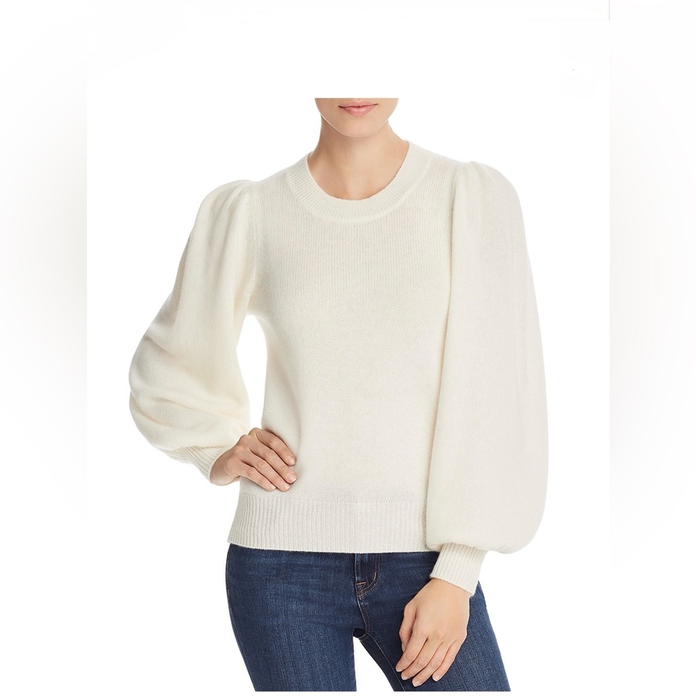 AQUA Cashmere Puff-Sleeve Cashmere Sweater , size XS